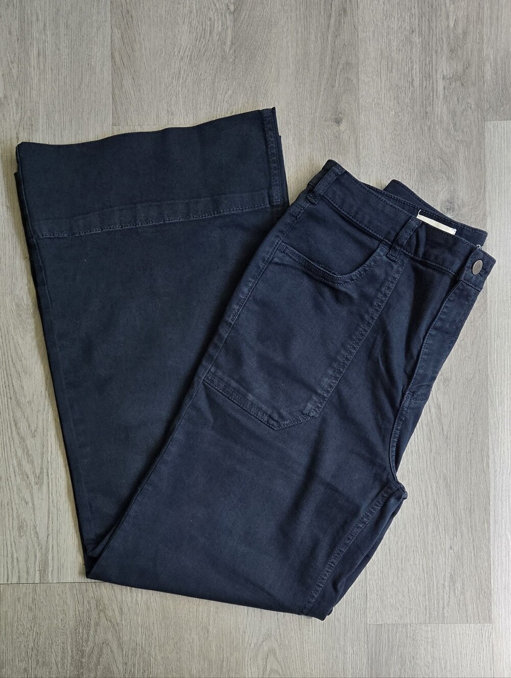 Pilcro Rylan Relaxed High-Rise Flare Pants Dark Blue  Anthropologie Size 30 - Picture 12 of 13